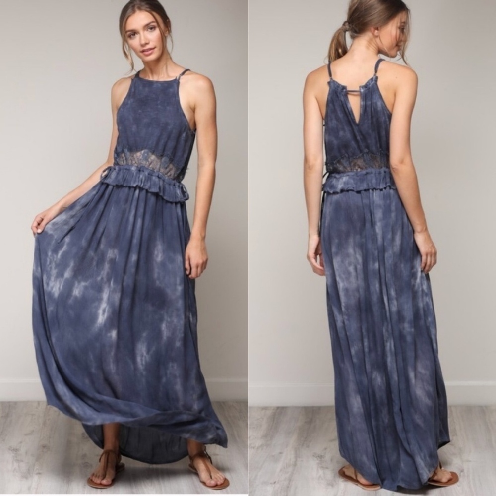 KENDRA Boho Vibes Maxi Dress - NAVY - Picture 1 of 2